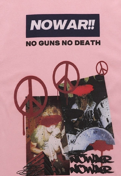 Peace t-shirt vintage hippie print tee anti guns top in pink