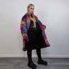 Tie-dye Faux fur leopard coat rainbow long trench marshmallow raver jacket fluffy cheetah fleece festival bomber burning man coat pink blue