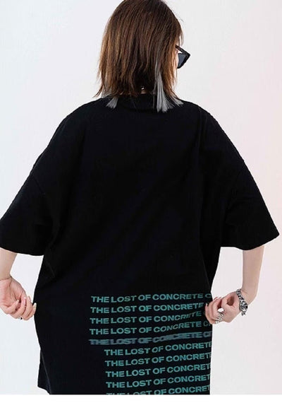 Lost slogan t-shirt shadow print tee graffiti top in black