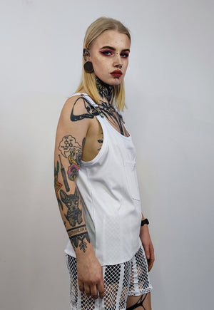 Cut-out sleeveless top raver multi hole tee cyberpunk vest