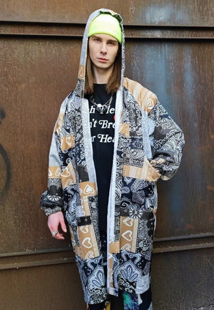 Paisley print jacket handmade bandanna windbreaker in brown