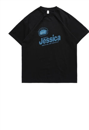 Jessica t-shirt detergent tee skater slogan top in black