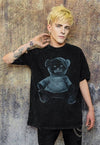 Gothic bear t-shirt grunge tee retro teddy top in acid black