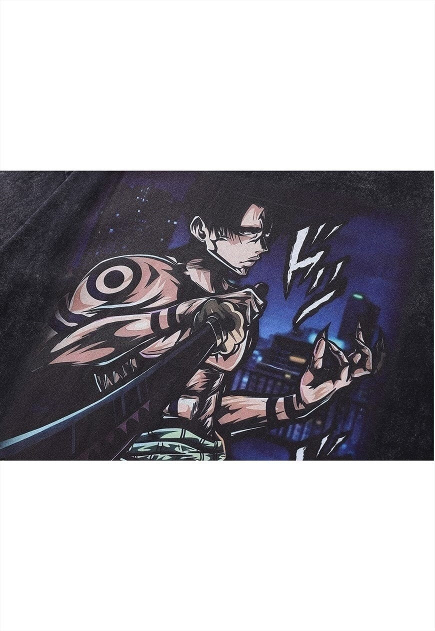 Anime t-shirt old enchantment tee Japanese cartoon top grey