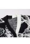 Mountain print cardigan fuzzy jumper fluffy grunge top black