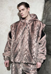 Faux fur python bomber detachable hand made snake vest pink