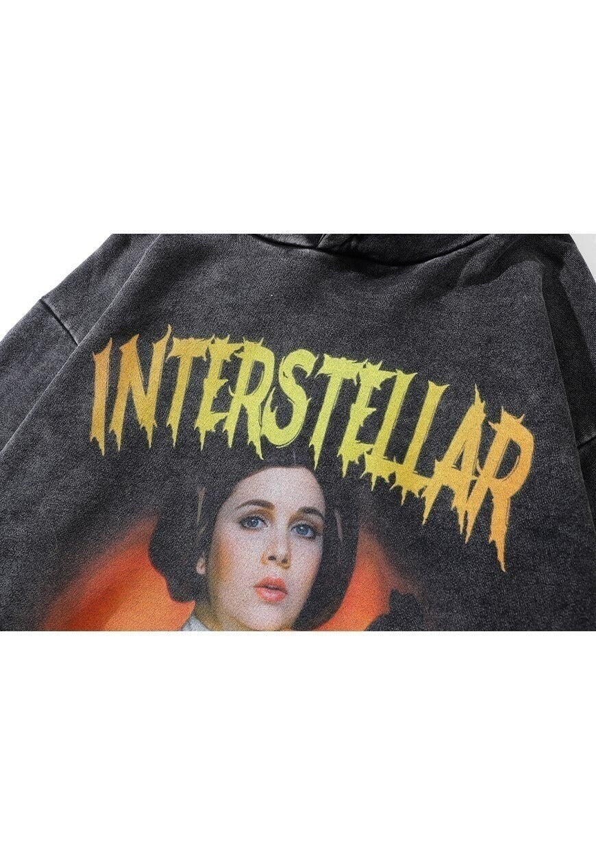 Star wars princess hoodie grunge pullover retro top in grey