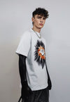 Sun print t-shirt graffiti emoji tee grunge raver top white