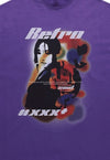 Retro slogan t-shirt vintage poster tee anime top in purple