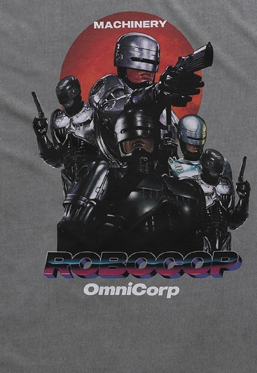 Robocop t-shirt grunge robot tee retro movie top in grey