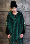 Python fleece coat handmade snake faux fur jacket in green