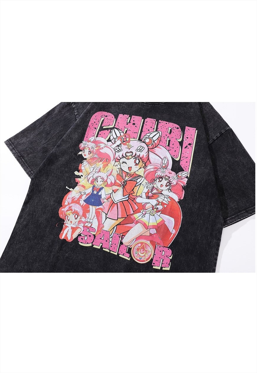 Anime t-shirt Japanese cartoon tee retro top