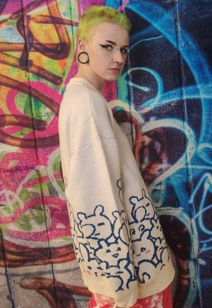 Bunny sweater rabbit top cable knit animal jumper cream