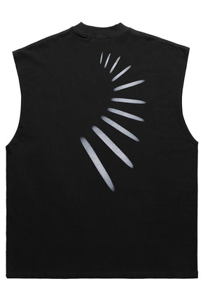 Cross print tank top surfer vest retro sleeveless t-shirt