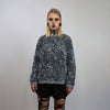 Silver sequin sweatshirt glitter top sparkle jumper party pullover glam rock long sleeve top embellished sweater in metallic grey