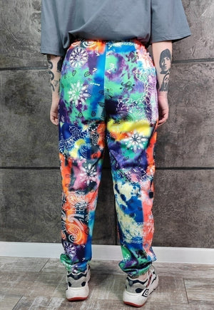 Tie-dye acid print joggers handmade raver paisley pants