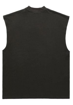 Gothic print tank top surfer vest retro sleeveless t-shirt