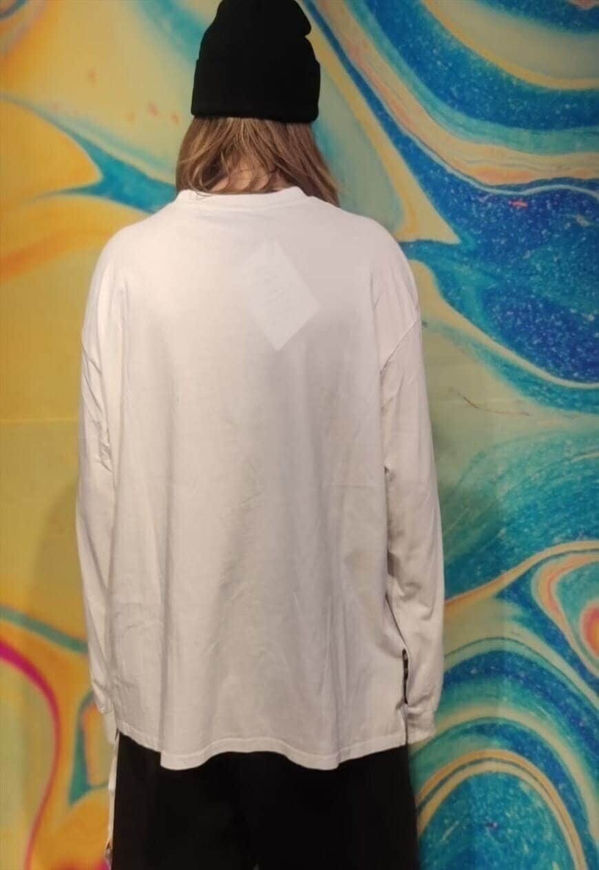 Raver graffiti jumper 90s punk top y2k slogan tee in white