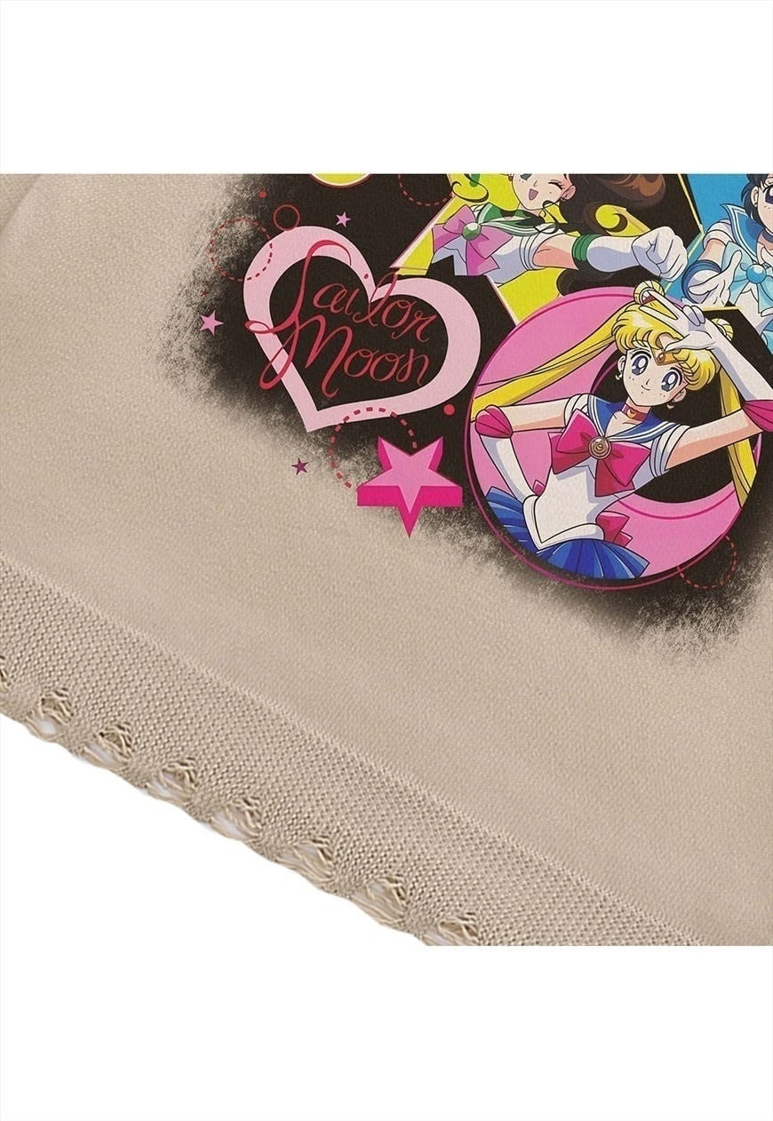 Anime sweater jumper ripped knitted top in grey