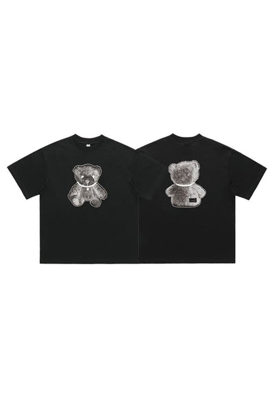 Teddy bear print t-shirt grunge tee x-ray top in black