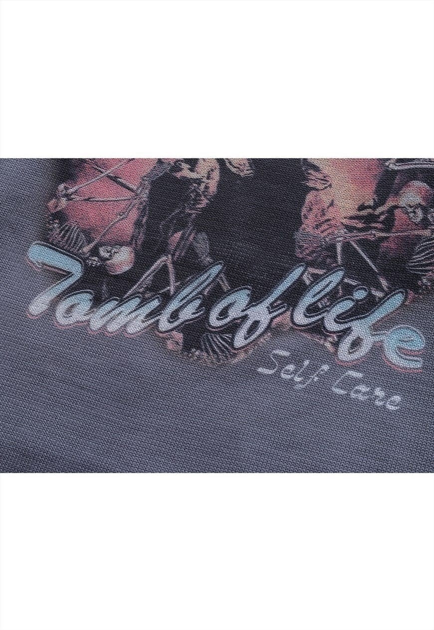 Creepy sweater scary knit distressed skeleton jumper beige