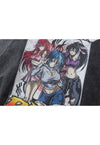 Anime girls print hoodie Japanese pullover cartoon top grey