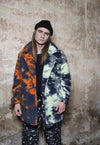 Camouflage fleece jacket handmade abstract trench retro coat