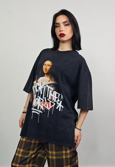 Mona Lisa t-shirt Da Vinci tee retro art top in vintage grey