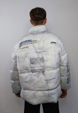 Transparent puffer jacket see-through padded bomber in white