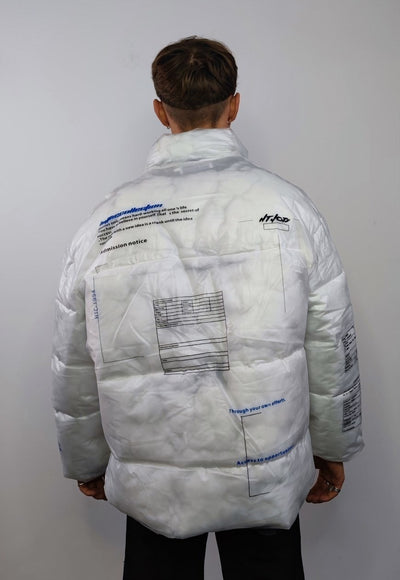 Transparent puffer jacket see-through padded bomber in white