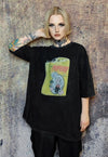 Popeye t-shirt grunge tee retro cartoon top in acid black