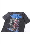 Monster print t-shirt old cartoon tee vintage wash top grey