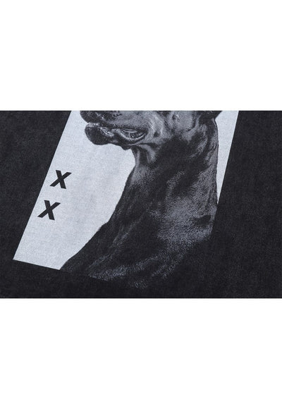 Dobermann t-shirt Pinscher tee dog print top vintage grey