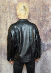 Faux leather biker jack jacket PU retro bomber in black