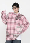 Check fluffy sweater pink punk jumper plaid fuzzy retro top