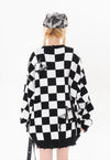 SKA check sweater plaid pattern knit top patchwork jumper