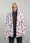 Floral fleece jacket daisy print fluffy bomber hooded coat