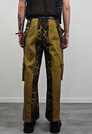 Reworked leopard jeans contrast animal print cargo trousers