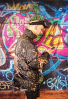 Teddy bear bomber Kanye jacket graffiti tie-dye coat brown