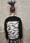 Animal print corduroy jacket zebra fleece patch bomber black