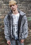 Leopard fleece bomber handmade animal 2 in 1 tie-dye jacket