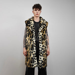 Brown leopard coat faux fur animal print trench spot pattern overcoat going out bomber detachable rock festival jacket cheetah peacoat