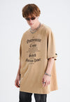 Cross print t-shirt Gothic writing tee grunge punk top brown