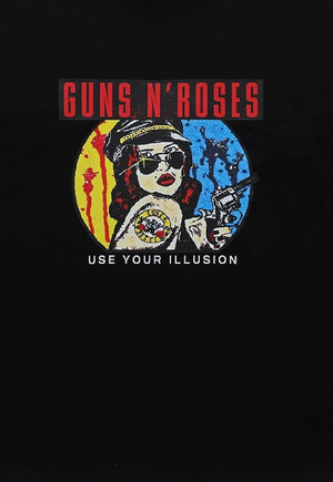 Guns and roses t-shirt skull print tee metal bad top black