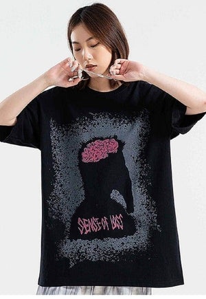 Monster print t-shirt brain tee grunge skater top in white