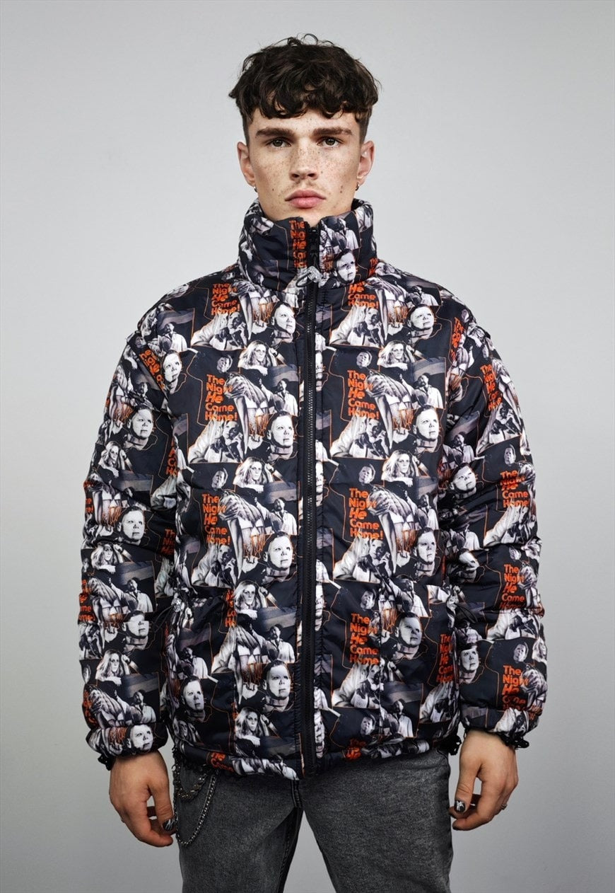 Horror bomber reversible Goth jacket detachable punk puffer