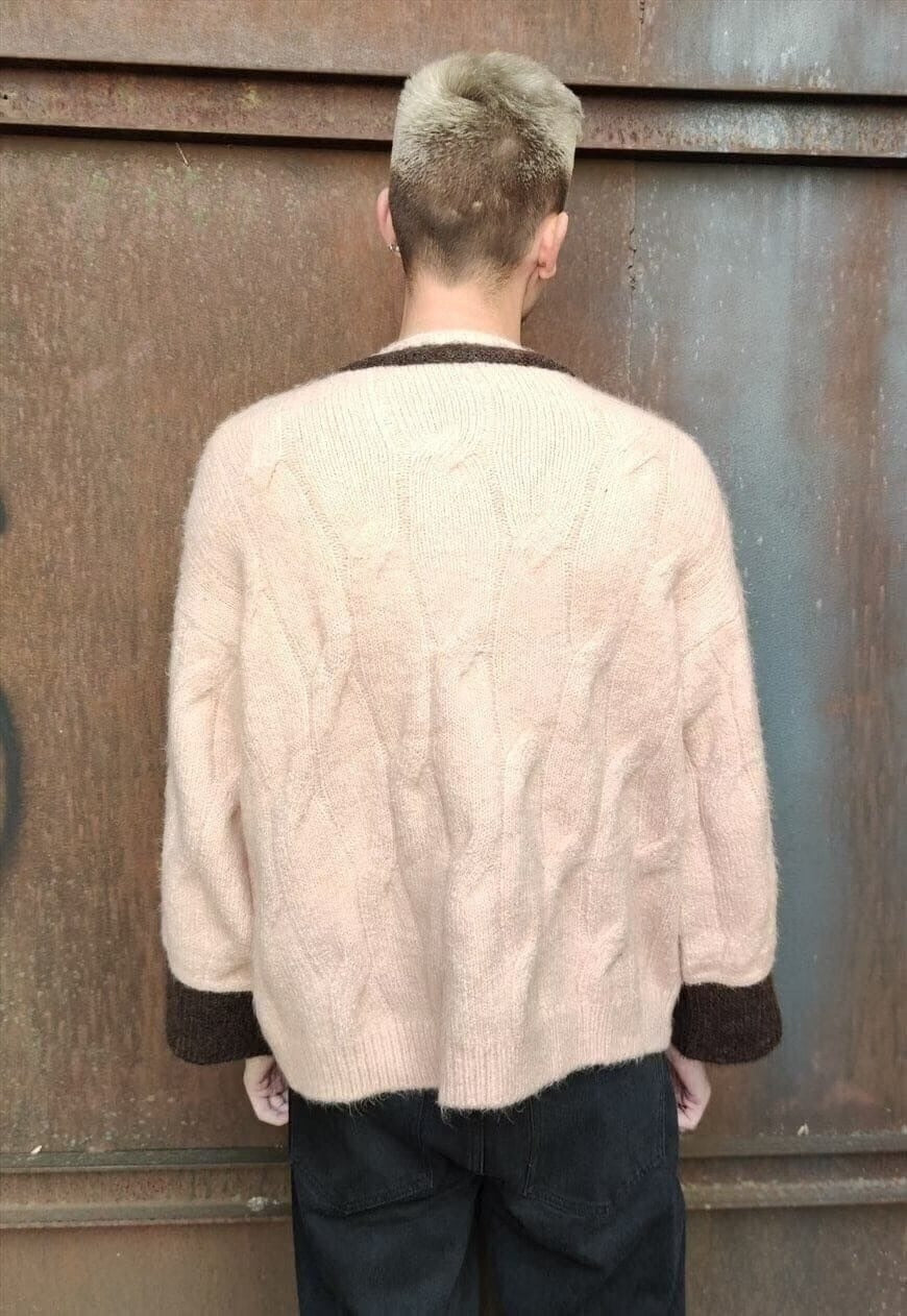 Premium woolen knitted sweater wide jumper in pastel pink