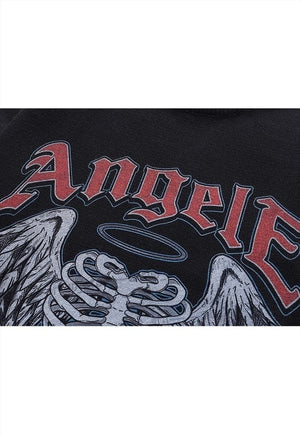 Angel wings sweater bones knit distressed scary jumper black