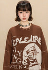 Gaga sweater pop art jumper distressed graffiti top brown