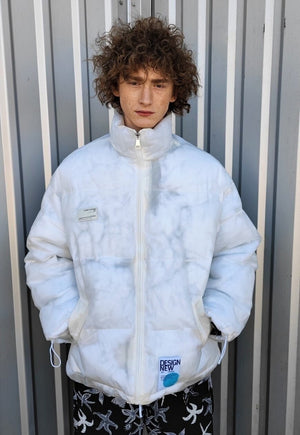 Transparent bomber see through cotton padded jacket in white